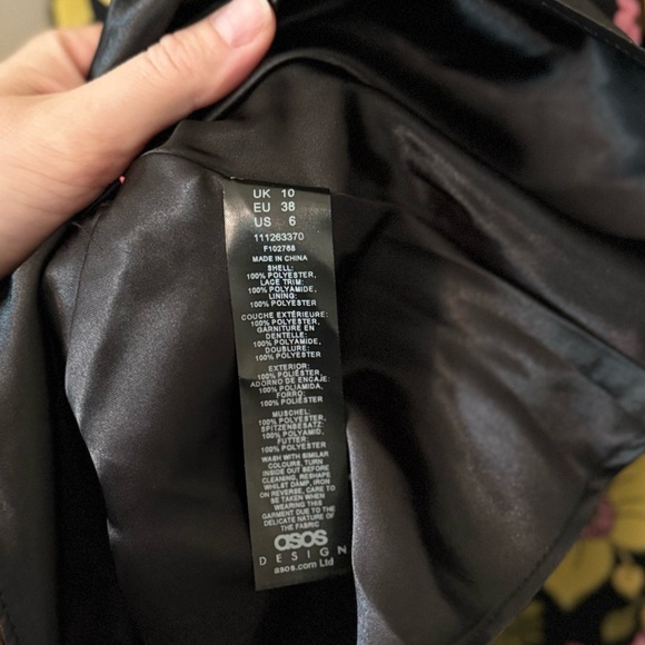 ASOS Design Soft Mini Skater Dress in Pink Floral Print w/ Eyelash Lace Sz 6 NWT - Picture 9 of 10